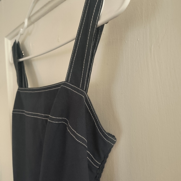 Caroline Constas Navy Dress Ruffled Bib Belted Midi/Maxi - Picture 5 of 10